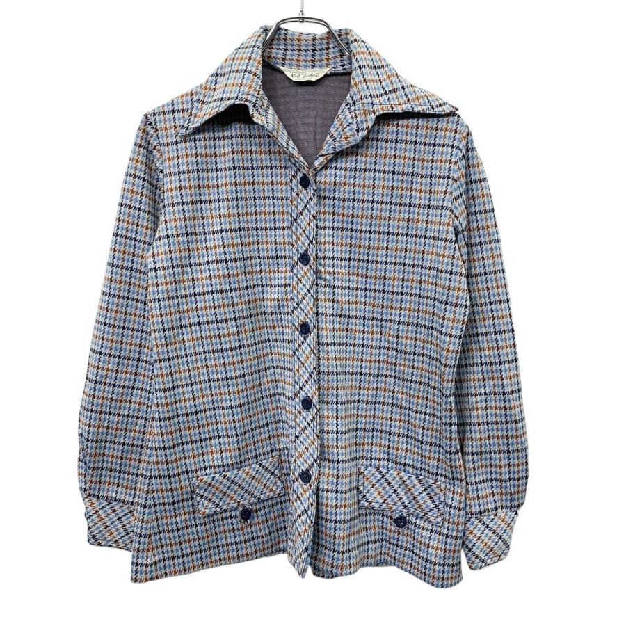70s NPC fashion レディース 長袖 千鳥格子柄シャツ S位 マルチカラー