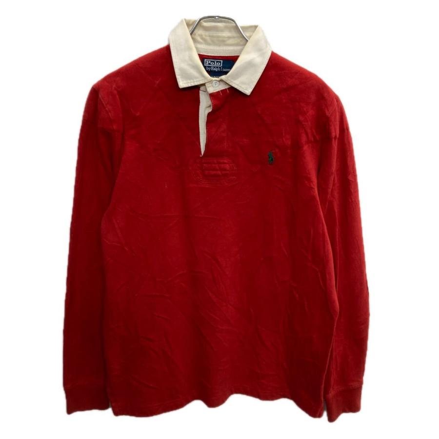 90s Polo Ralph Lauren 長袖 ラガーシャツ M レッド ポロラルフ