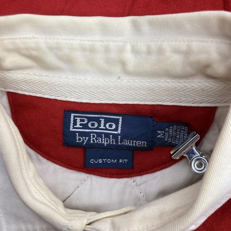 90s Polo Ralph Lauren 長袖 ラガーシャツ M レッド ポロラルフ