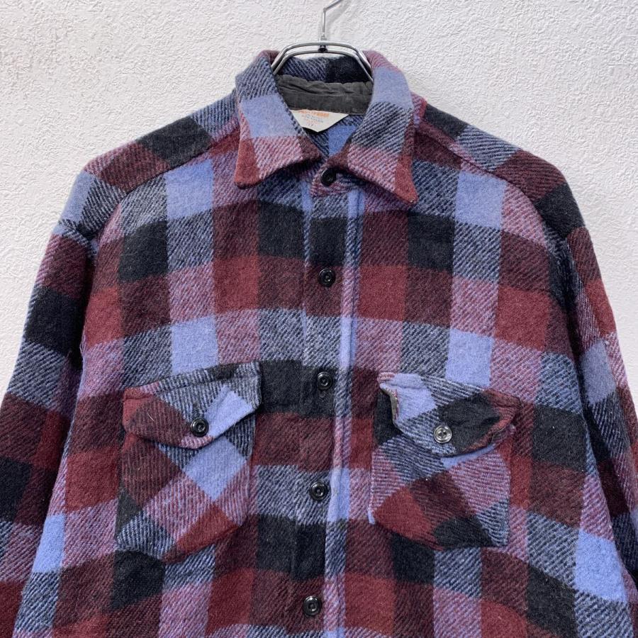 70s FROSTPROOF 長袖 ネルシャツ ワインレッド XL ボタン チェック柄