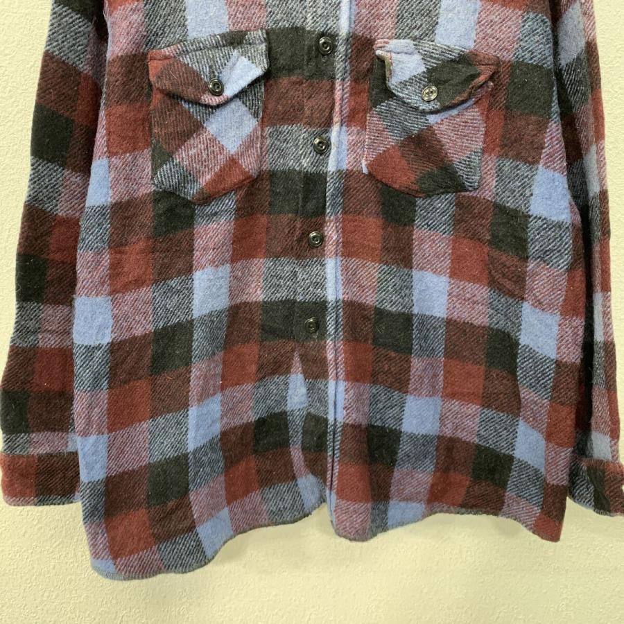 70s FROSTPROOF 長袖 ネルシャツ ワインレッド XL ボタン チェック柄