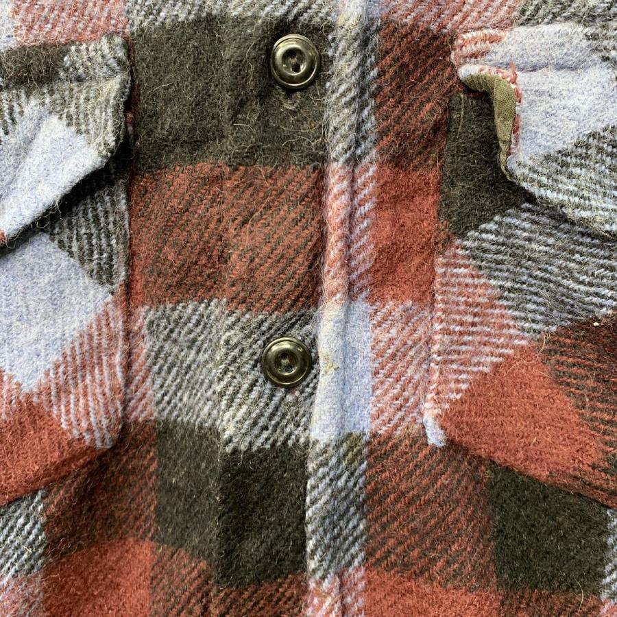 70s FROSTPROOF 長袖 ネルシャツ ワインレッド XL ボタン チェック柄