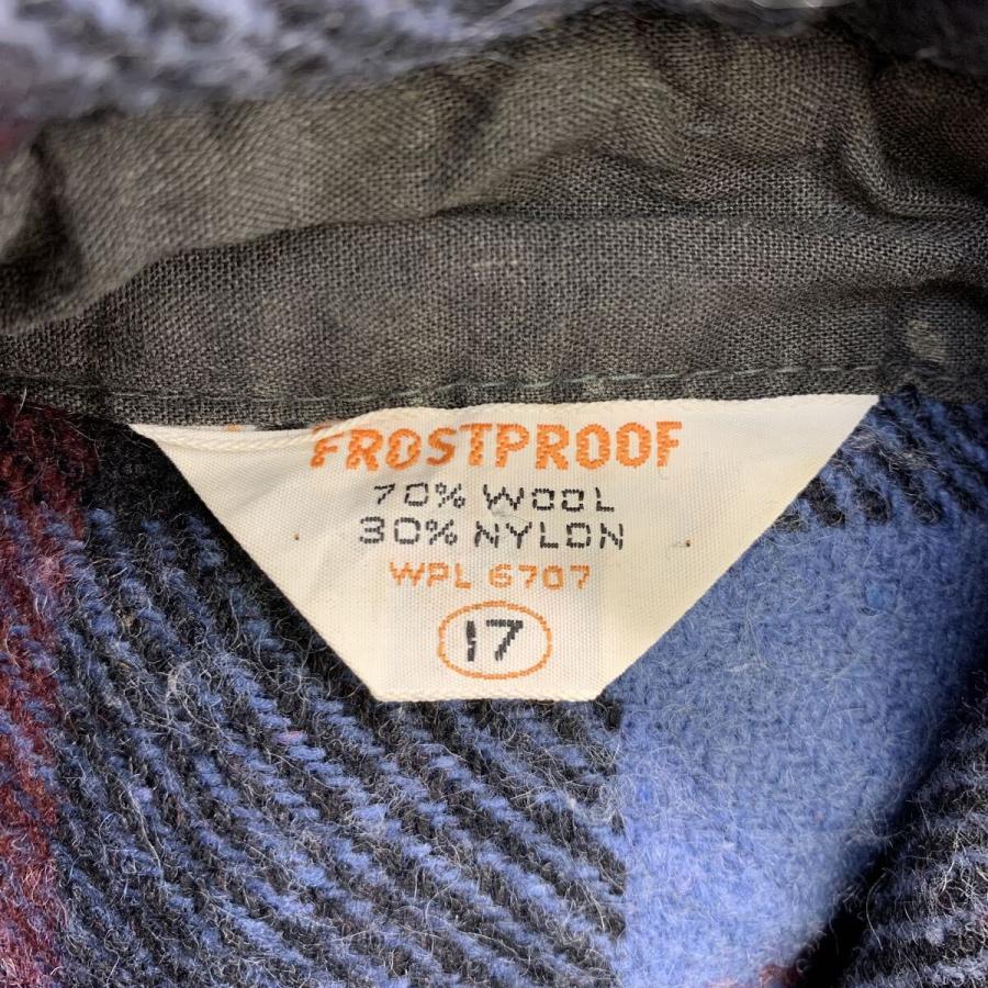 70s FROSTPROOF 長袖 ネルシャツ ワインレッド XL ボタン チェック柄