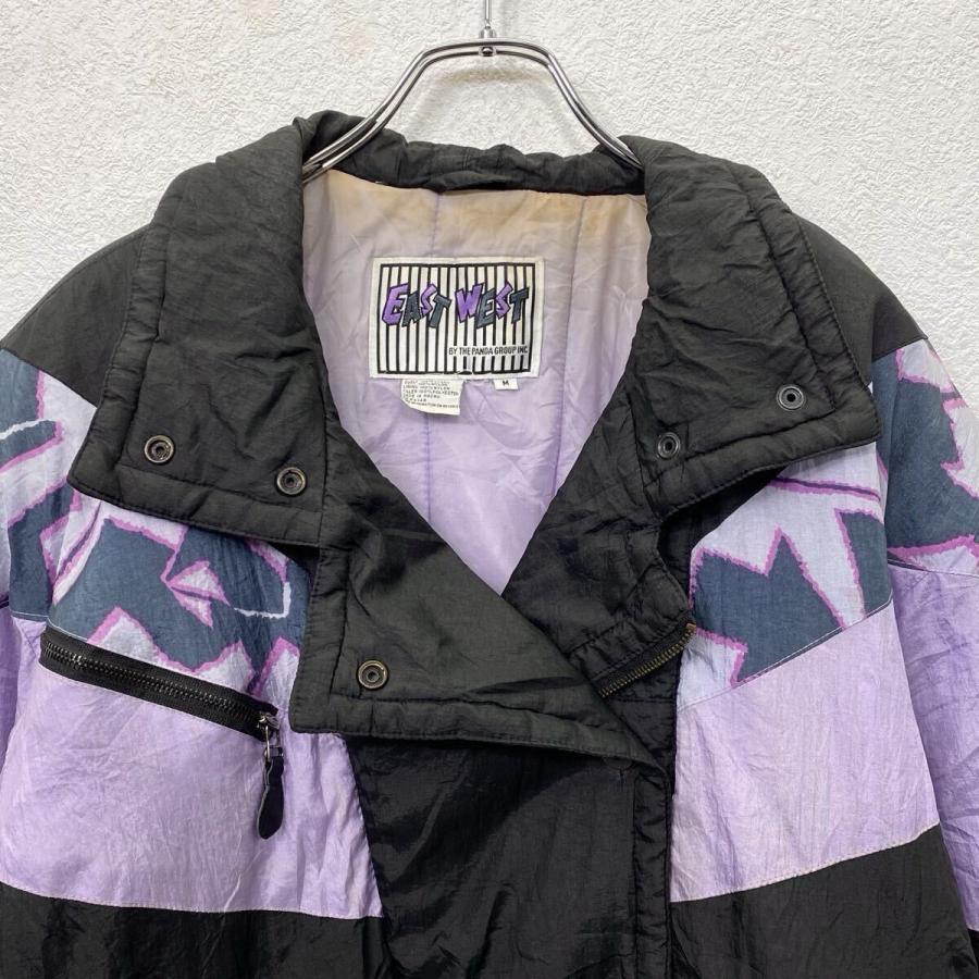 EAST WEST ナイロン中綿ジャケット M ブラック パステルパープル