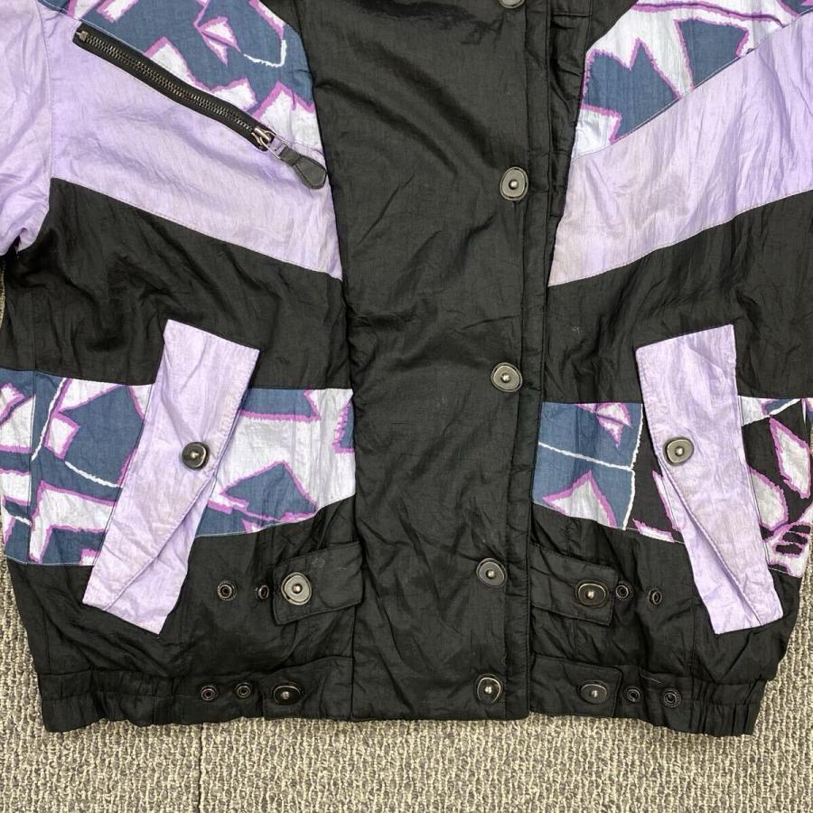 EAST WEST ナイロン中綿ジャケット M ブラック パステルパープル
