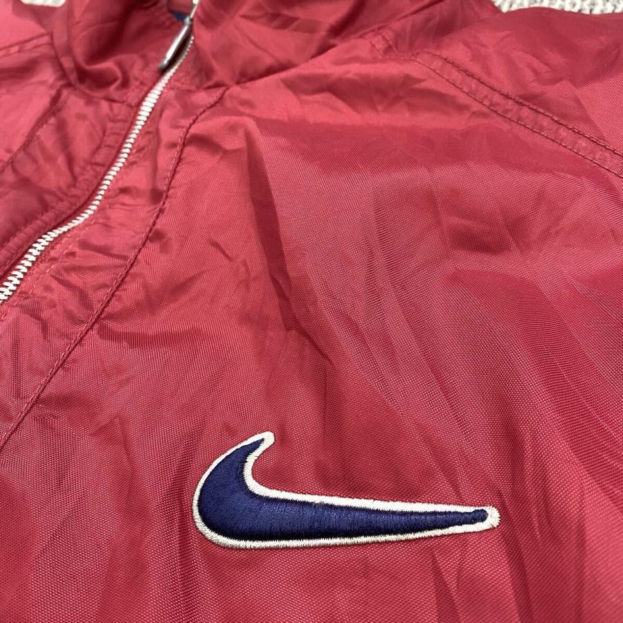 90s NIKE 中綿ナイロンジャケット XL レッド ナイキ ジップアップ 