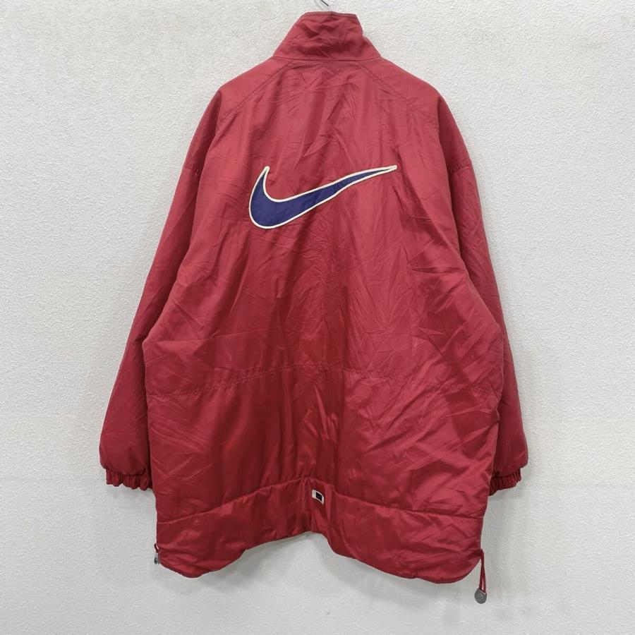 90s NIKE 中綿ナイロンジャケット XL レッド ナイキ ジップアップ 
