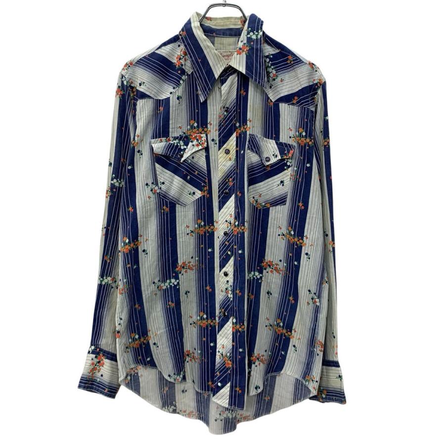 70s USA製 Wrangler 長袖 ウエスタンシャツ XL〜 ホワイト ラングラー