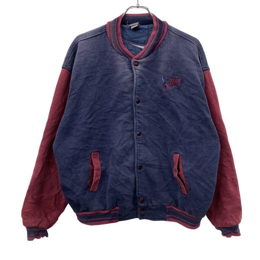 90s USA製 NIKE スウェット スタジアムジャケット XL ネイビー ワイン