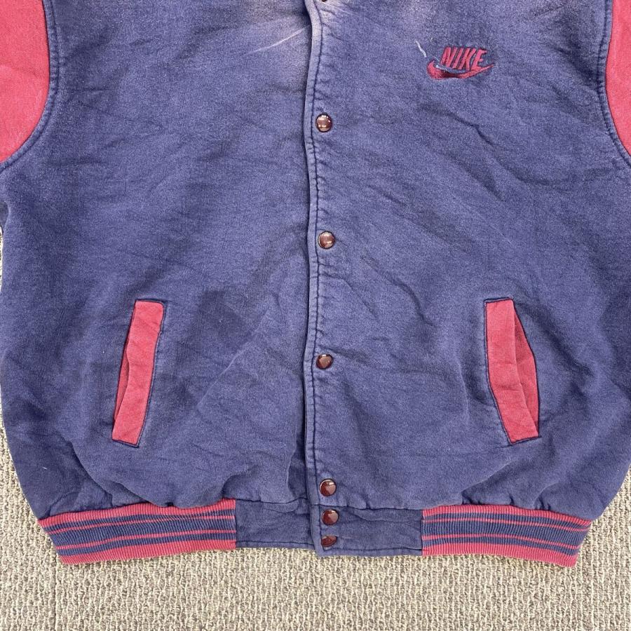 90s USA製 NIKE スウェット スタジアムジャケット XL ネイビー ワイン