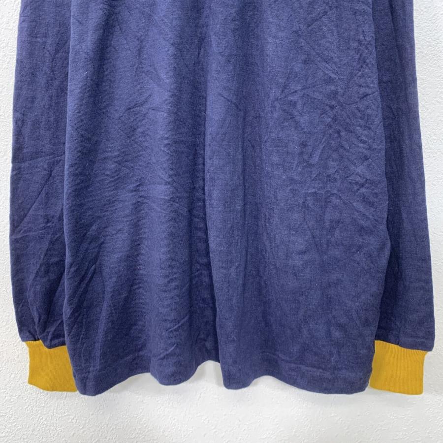 USA製 LANDS'END 長袖 ラガーシャツ XL ネイビー イエロー ランズ