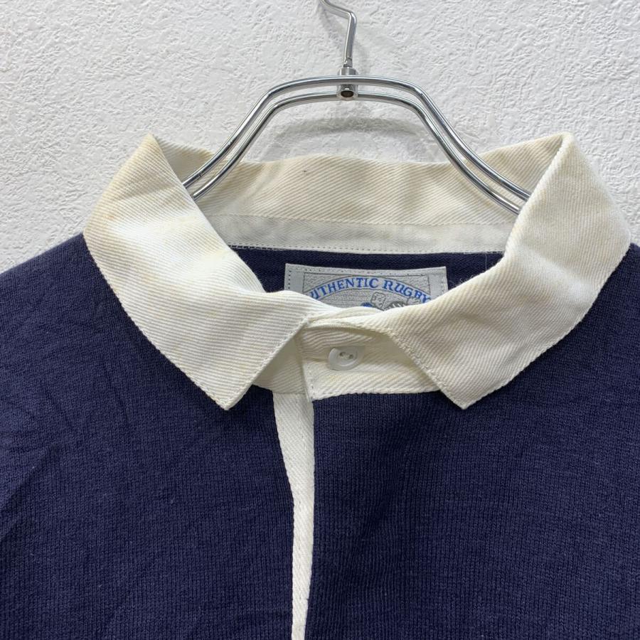 USA製 LANDS'END 長袖 ラガーシャツ XL ネイビー イエロー ランズ
