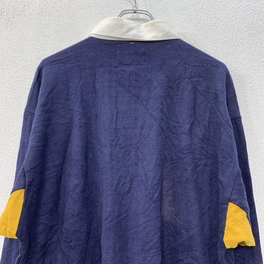 USA製 LANDS'END 長袖 ラガーシャツ XL ネイビー イエロー ランズ