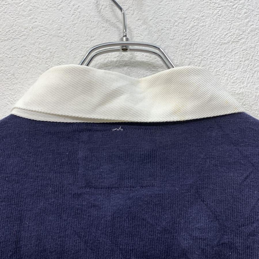 USA製 LANDS'END 長袖 ラガーシャツ XL ネイビー イエロー ランズ