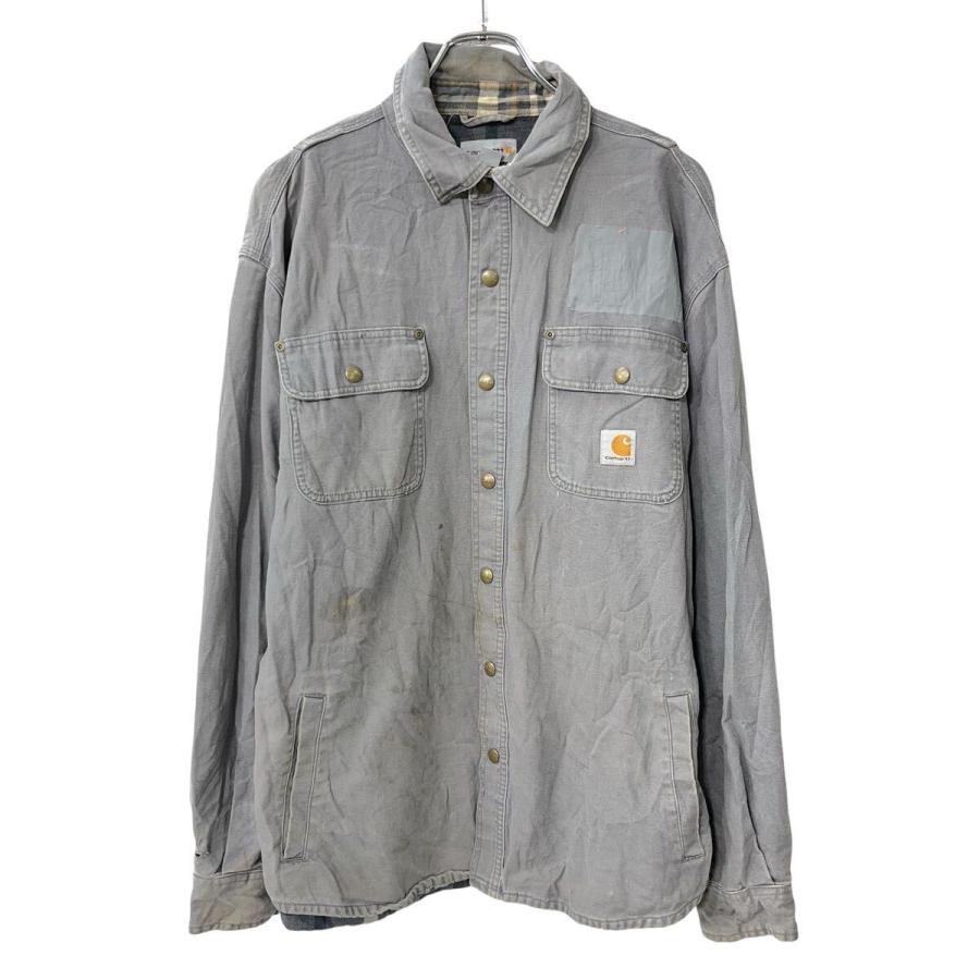 Carhartt カーハートシャツジャケットLボルドー裏地チェックスナップボタン Carhartt シャツジャケット L グレー カーハート スナップボタン 胸