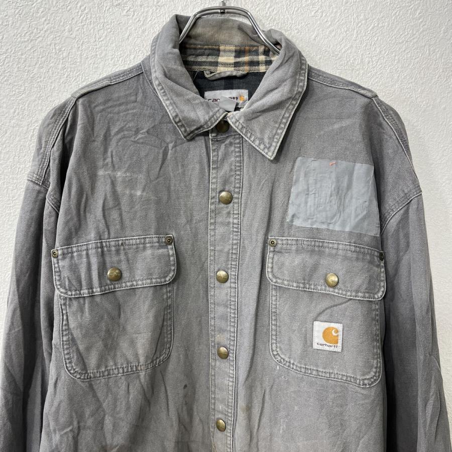 Carhartt シャツジャケット L グレー カーハート スナップボタン 胸