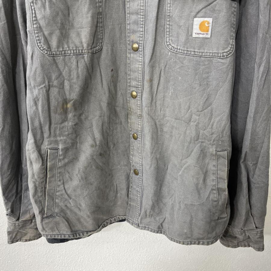 Carhartt シャツジャケット L グレー カーハート スナップボタン 胸