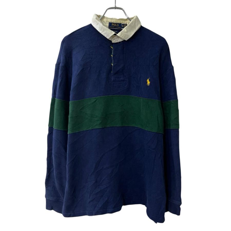 POLO Ralph Lauren 長袖 ボーダーポロシャツ XL ネイビー グリーン 