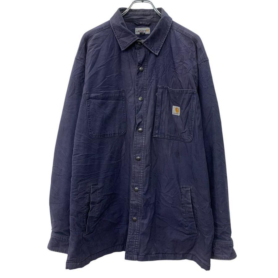 carhartt シャツジャケット XL ネイビー カーハート スナップボタン 胸