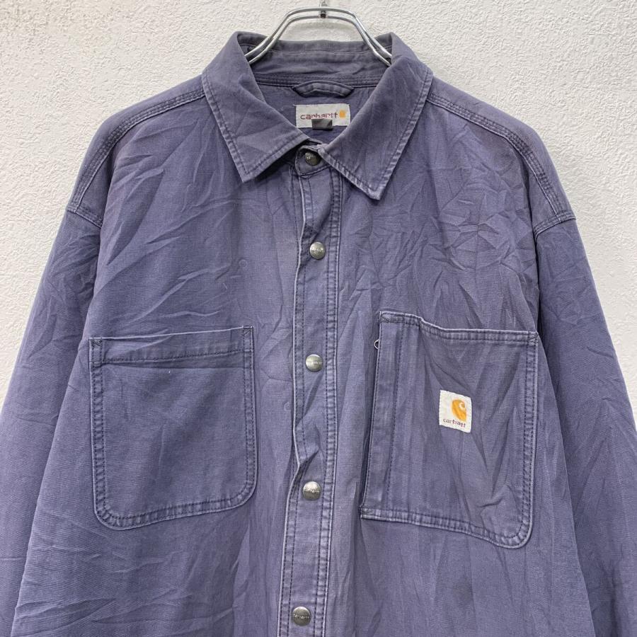 carhartt シャツジャケット XL ネイビー カーハート スナップボタン 胸