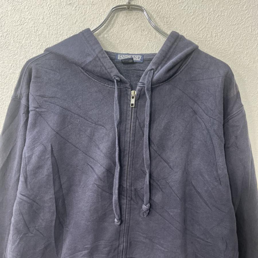 90s〜 LANDS' END ジップアップ フーディー L ネイビー ランズエンド