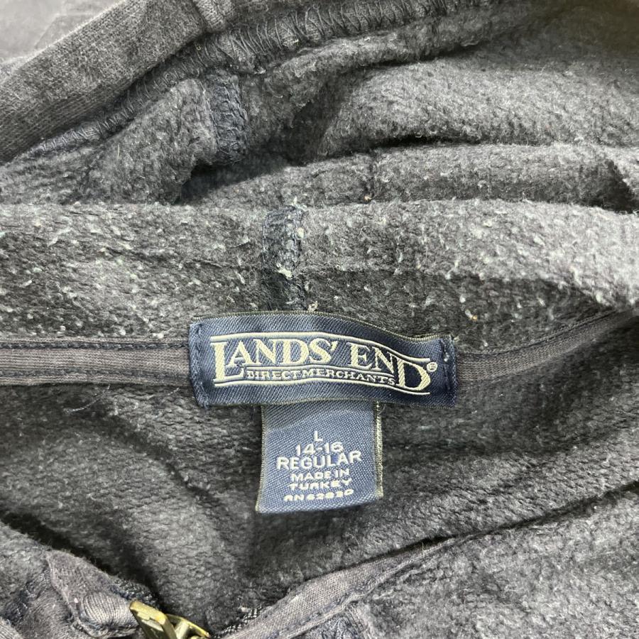 90s〜 LANDS' END ジップアップ フーディー L ネイビー ランズエンド
