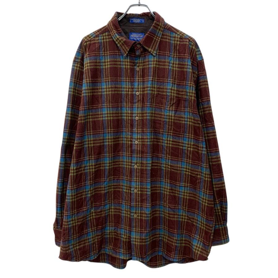 00s PENDLETON 長袖 フランネルシャツ XXL ワインレッド ペンドルトン