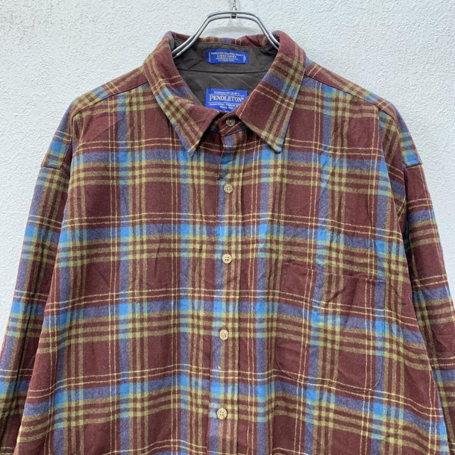 00s PENDLETON 長袖 フランネルシャツ XXL ワインレッド ペンドルトン