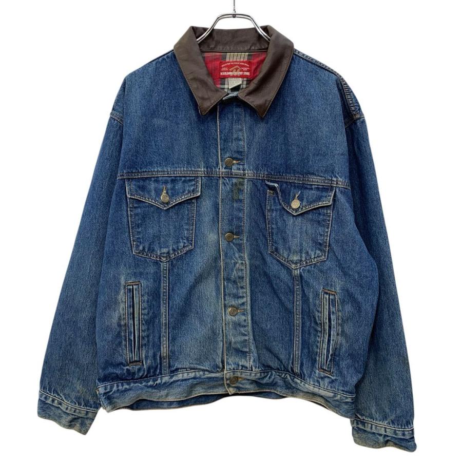 90s Marlboroマルボロデニムジャケット トラッカー　ダークブルー MARLBORO COUNTRY STORE デニムジャケット L ブルー マルボロ