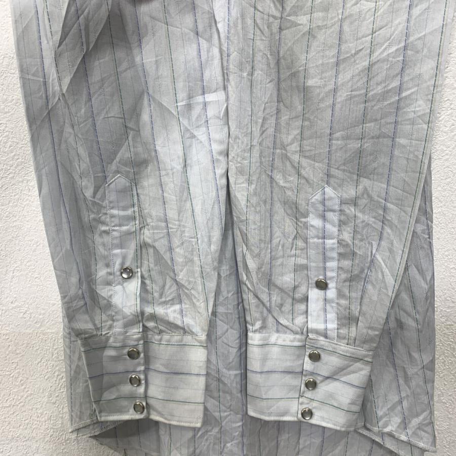 70s USA製 H BAR C 長袖 ストライプシャツ XL ライトブルー エイチ