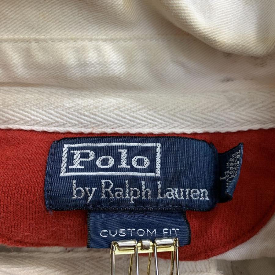 90s Polo Ralph Lauren 長袖 ラガーシャツ L レッド ポロラルフ