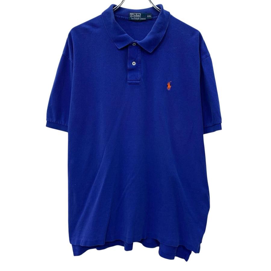 90s POLO by RALPH LAUREN 半袖 ポロシャツ XXL ブルー ポロバイラル