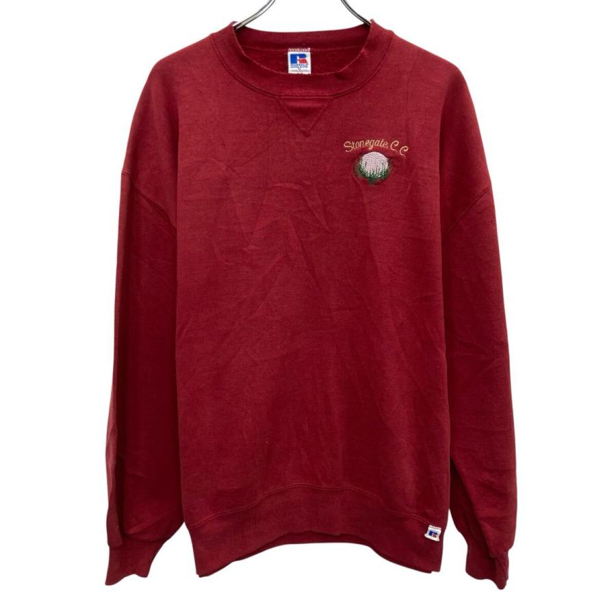 90s USA製 RUSSELL ATHLETIC ロゴスウェット トレーナー XL レッド 