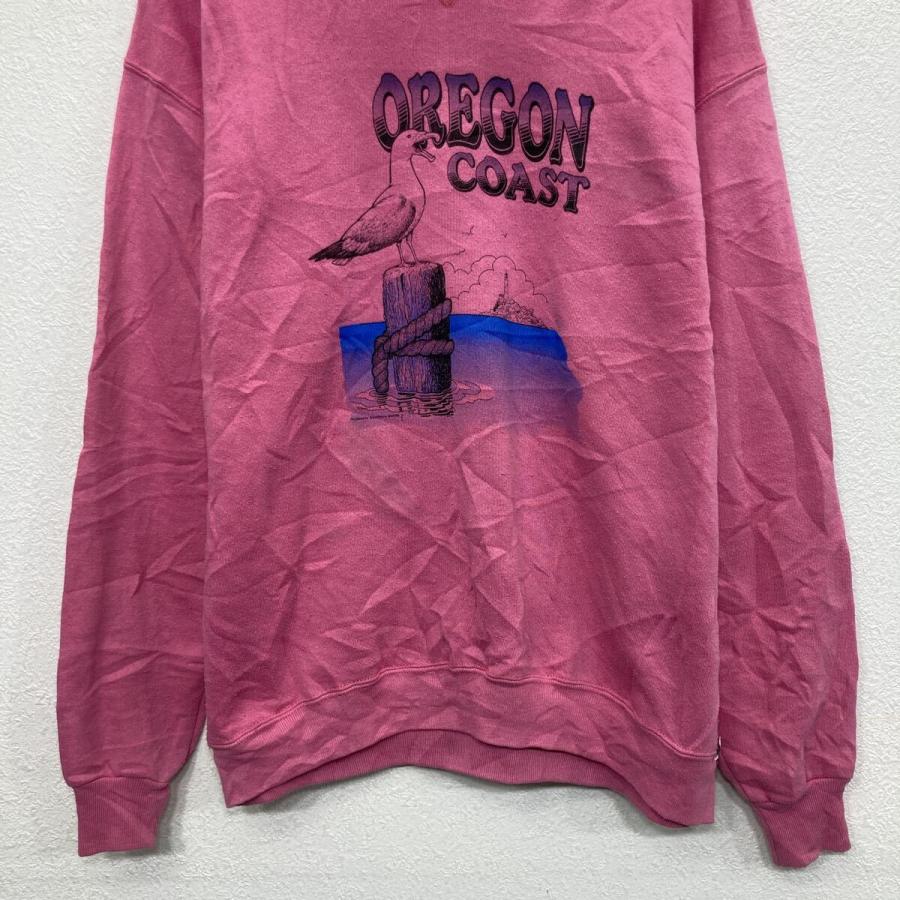 80s USA製 RUSSELL ATHLETIC プリントスウェット トレーナー XL ピンク