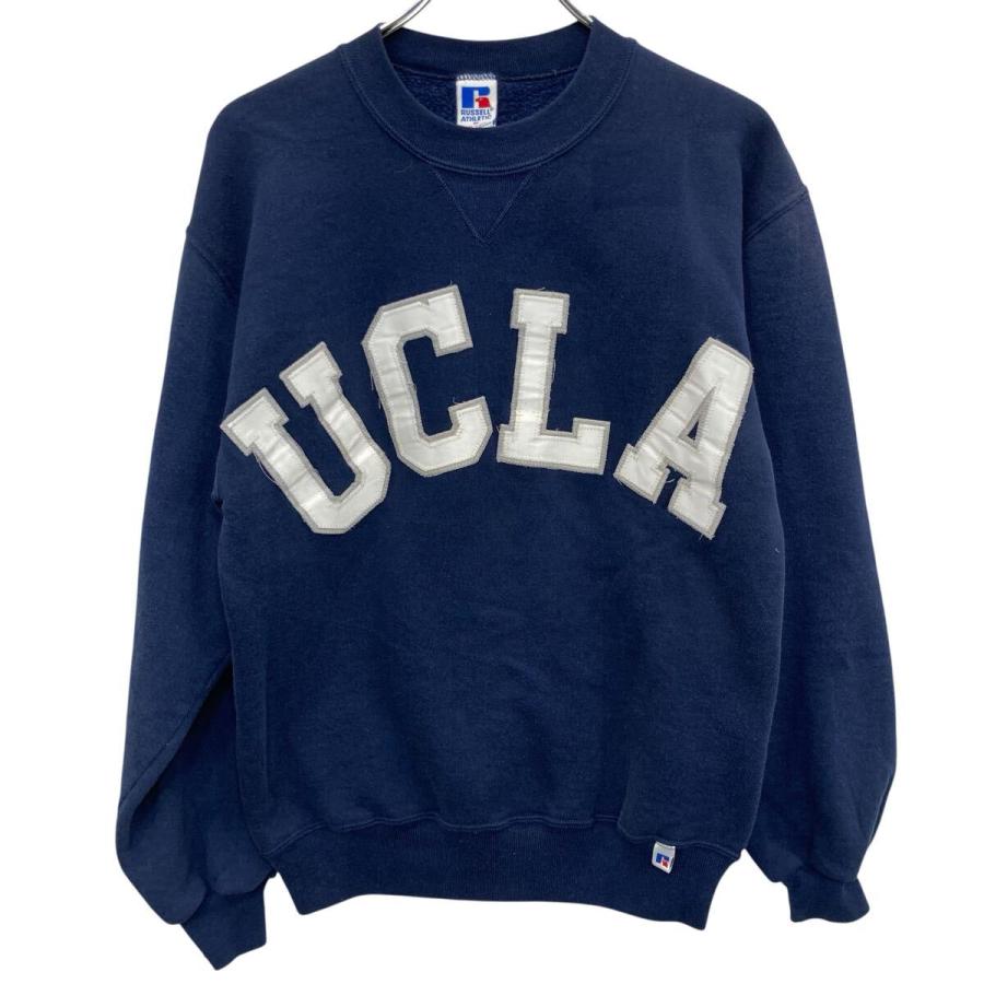 90s USA製 RUSSELL ATHLETIC ロゴスウェット トレーナー M ネイビー 