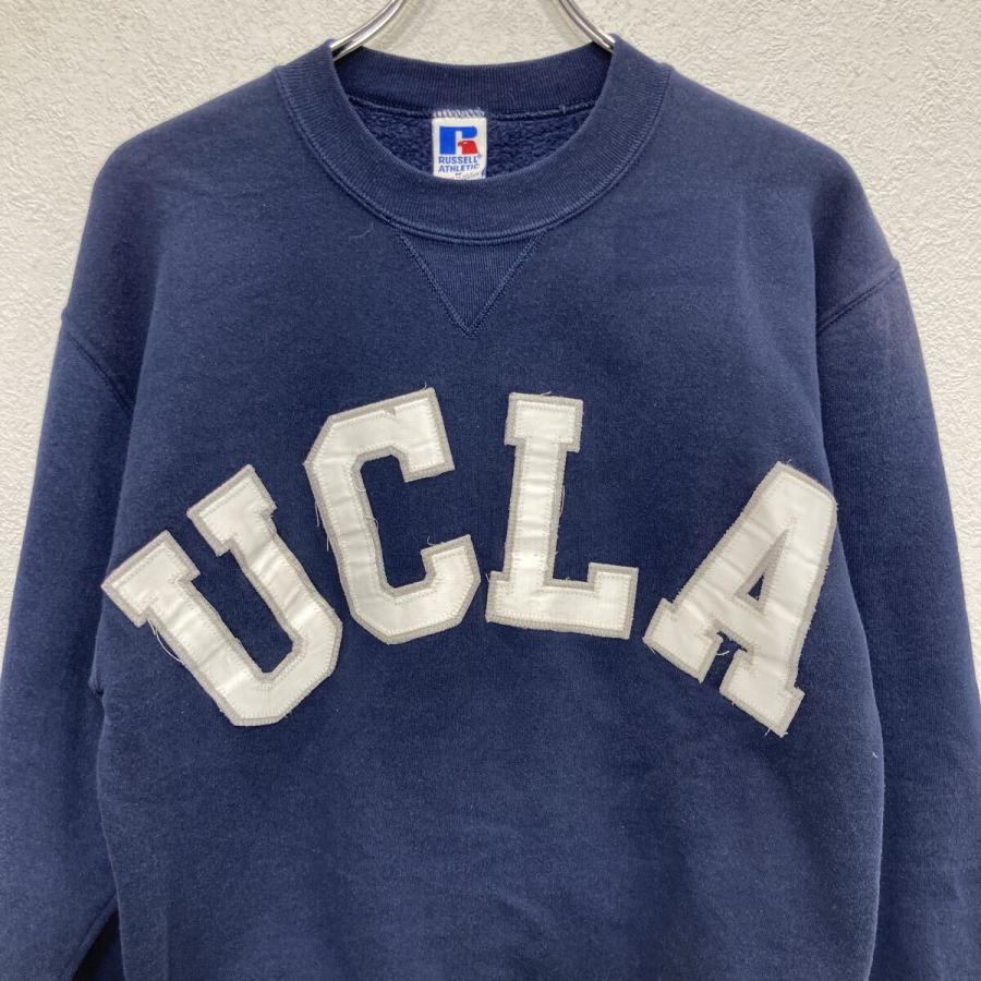 90s USA製 RUSSELL ATHLETIC ロゴスウェット トレーナー M ネイビー 