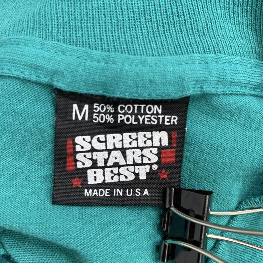 80s〜 USA製 SCREEN STARS 半袖 プリントTシャツ M ターコイズグリーン
