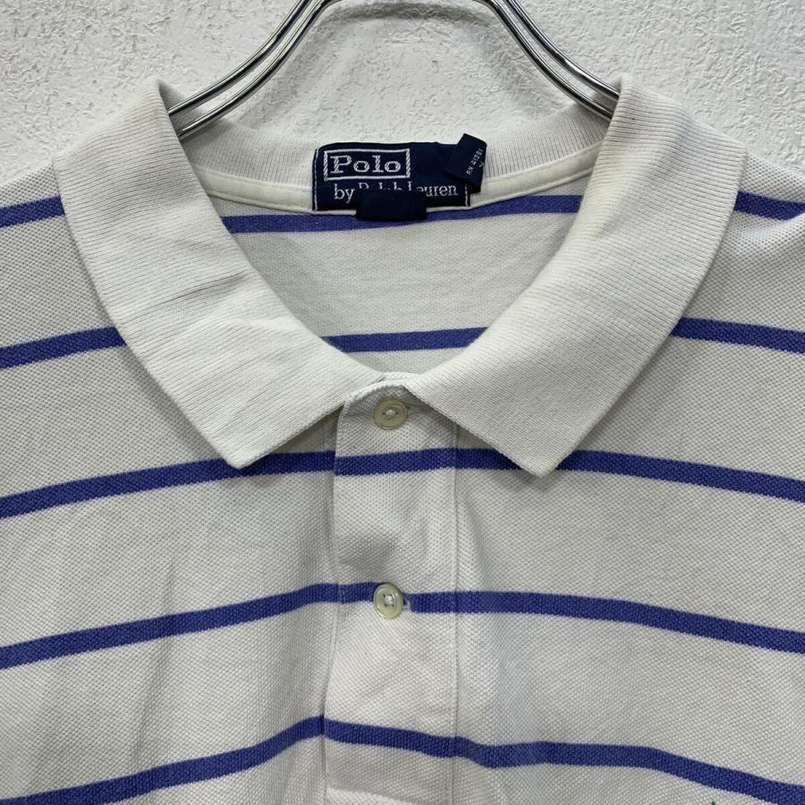 90s POLO by RALPH LAUREN 半袖 ポロシャツ XXL ホワイト ブルー ポロ