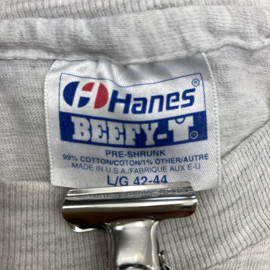 90s USA製 Hanes 半袖 プリントTシャツ L グレー ヘインズ プル