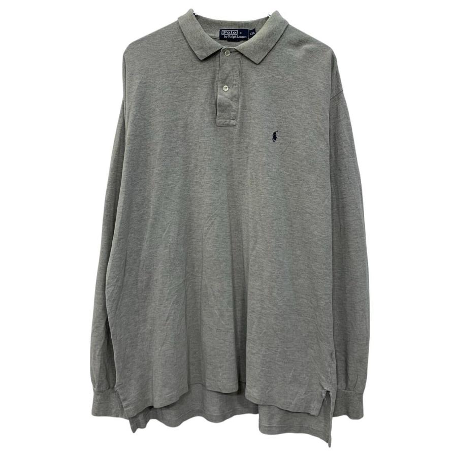 90s POLO by RALPH LAUREN 長袖 ポロシャツ XXL グレー ポロバイラル 
