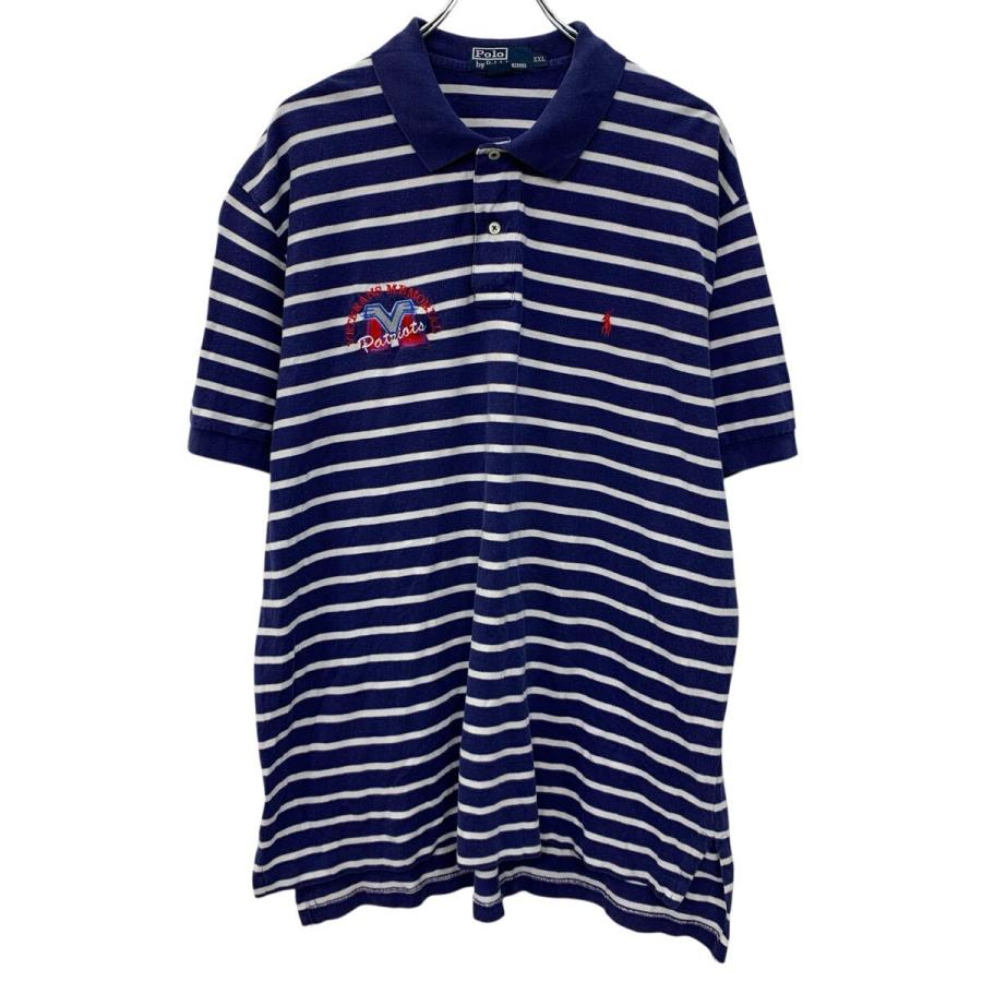 90s POLO by RALPH LAUREN 半袖 ポロシャツ XXL ネイビー ポロバイラル