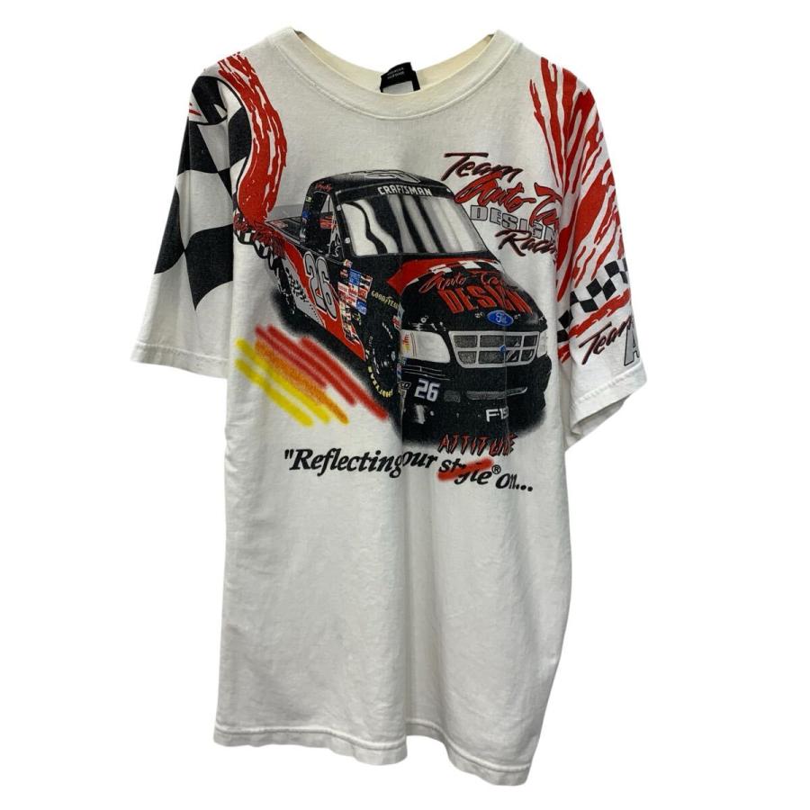 90s USA製 BENCHMARK 半袖 プリントTシャツ L ホワイト プルオーバー