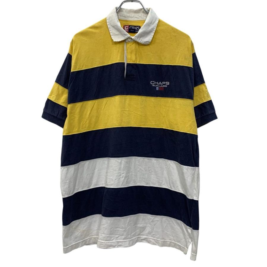 90s CHAPS RALPH LAUREN 半袖 ラガーシャツ L イエロー チャップス