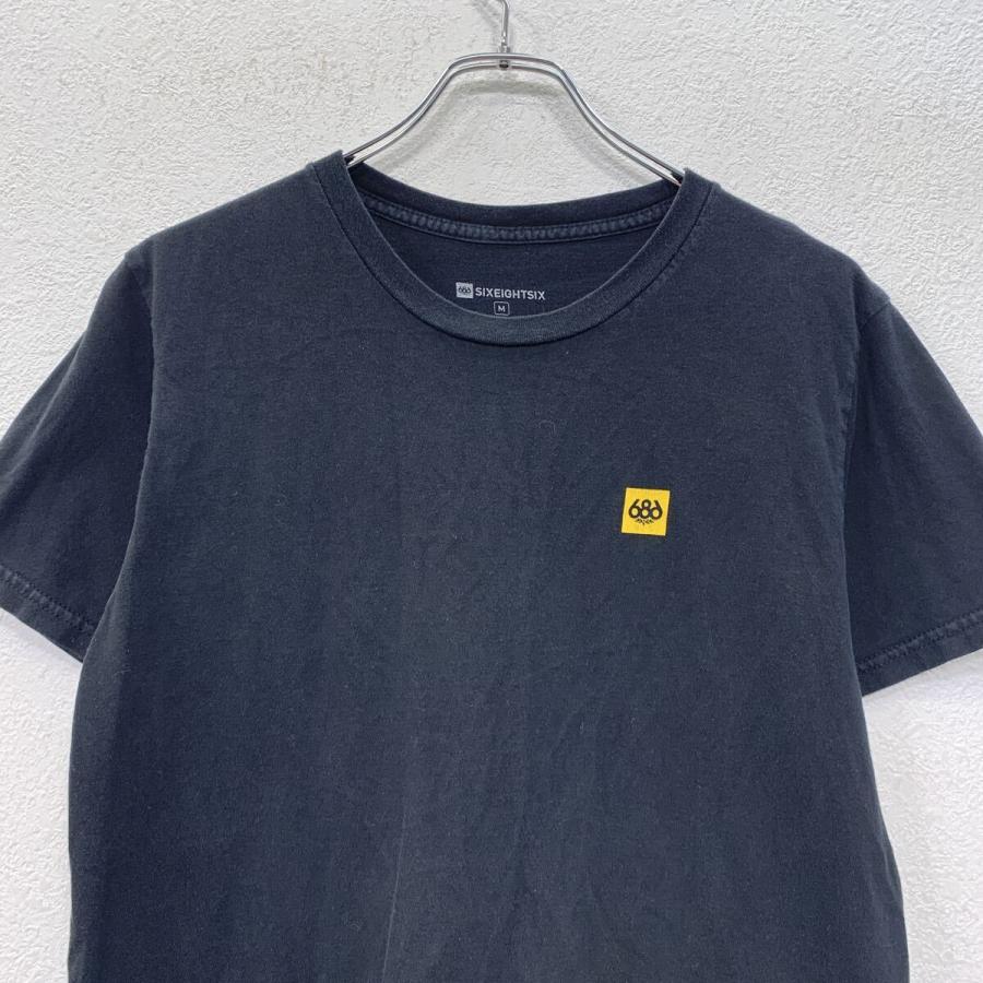 67nowosロゴプリント スリットネック 半袖Tシャツ ブラック 686 SIX EIGHT 半袖 プリントTシャツ M ブラック プルオーバー 両面