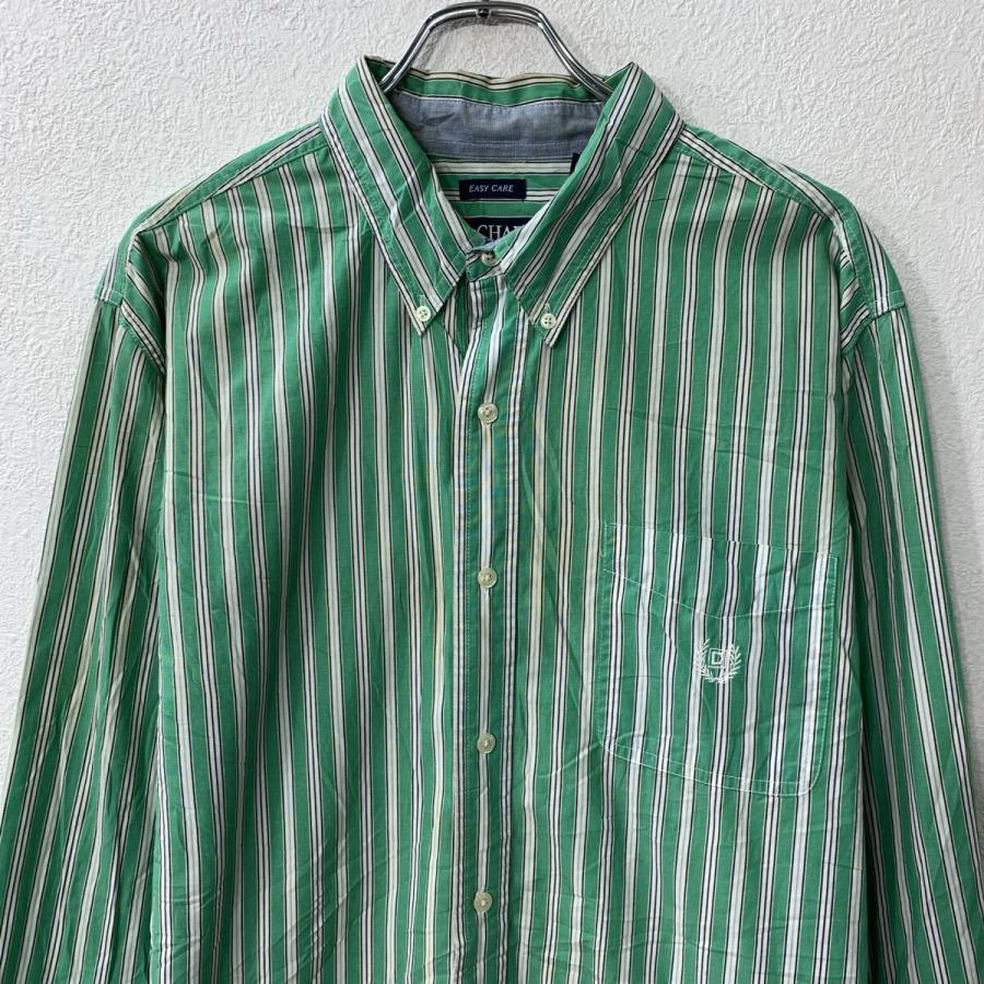 CHAPS 長袖 ストライプシャツ XL グリーン チャップス ボタンダウン
