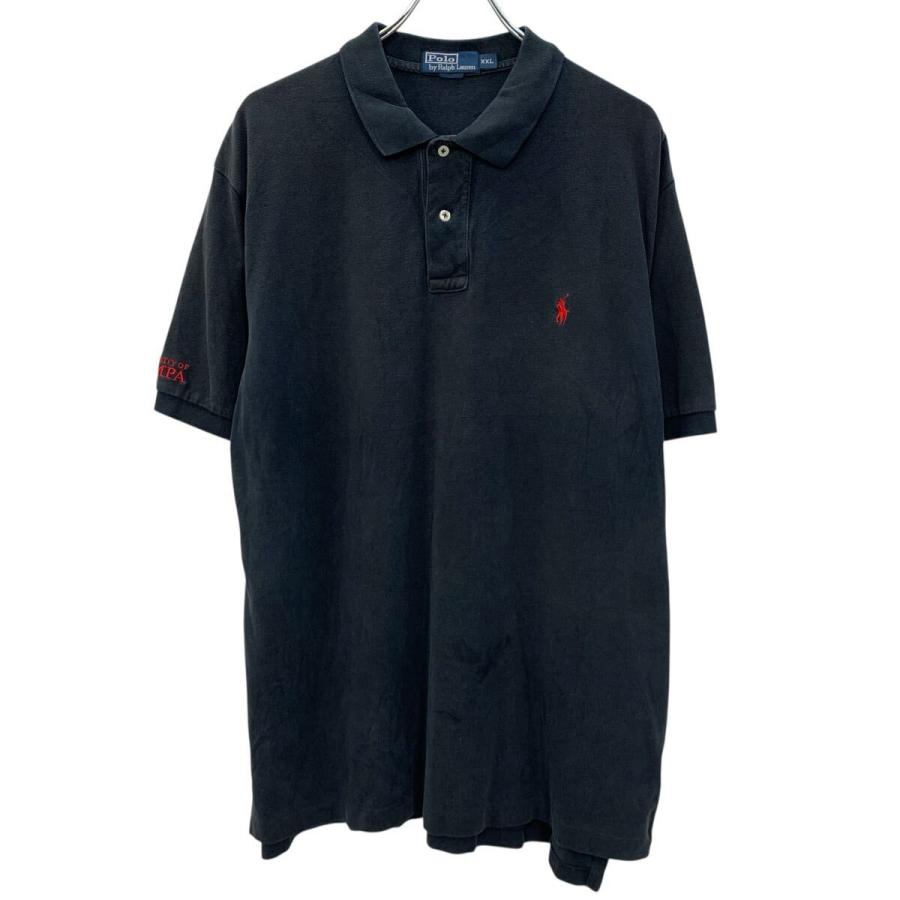 90s POLO by RALPH LAUREN 半袖 ポロシャツ XXL ブラック ポロラルフ