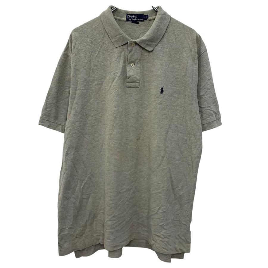 ⭐︎新品【ポロラルフローレン】ポロシャツ 半袖 ポニー刺繍 グレー XL 90s Polo by Ralph Lauren 半袖 ポロシャツ XXL グレー ラルフローレン