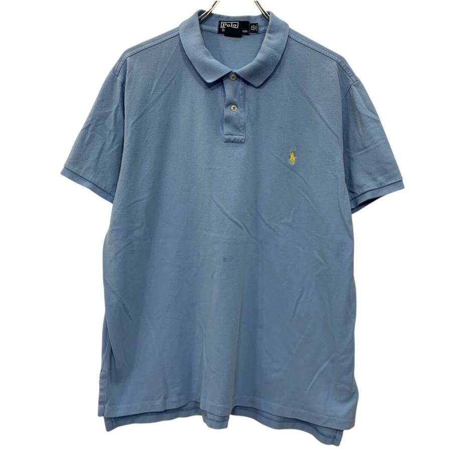90s Polo by Ralph Lauren 半袖 ポロシャツ XXL ブルー ポロラルフ