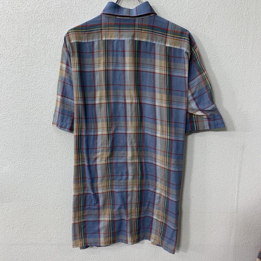 80s 台湾製 Arrow 半袖 チェックシャツ 2XL ライトブルー マルチカラー