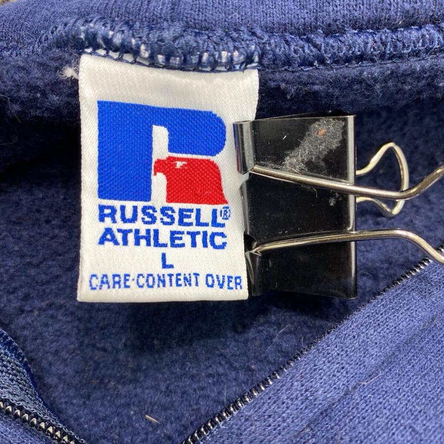 90s RUSSELL ATHLETIC ジップフーディー L ネイビー ラッセル